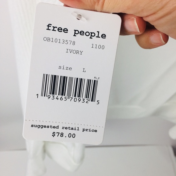 Free People White Main Squeeze Sweater Sz L - Picture 5 of 8